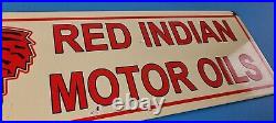 Vintage Red Indian Porcelain Sign Large American Indian Service Gas Pump Sign