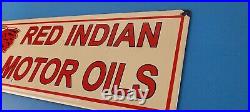 Vintage Red Indian Porcelain Sign Large American Indian Service Gas Pump Sign