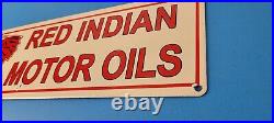 Vintage Red Indian Porcelain Sign Large American Indian Service Gas Pump Sign