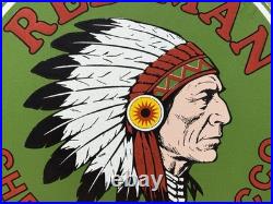 Vintage Red Man Chewing Tobacco Porcelain Sign Dealership Motor Gas Oil Chief