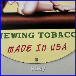 Vintage Red Man Chewing Tobacco Porcelain Sign Gas Oil Smoke Store Ad Pump Plate