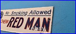 Vintage Red Man Porcelain Tobacco Chew No Smoking Gas Pump Plate Service Sign
