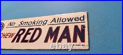 Vintage Red Man Porcelain Tobacco Chew No Smoking Gas Pump Plate Service Sign