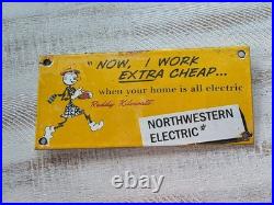 Vintage Reddy Electric Northwestern Electric Porcelain Enamel Sign 10. X 4.5