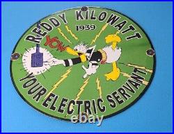 Vintage Reddy Kilowatt Porcelain Duck Gas Electric Edison Service Station Sign