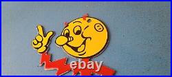 Vintage Reddy Kilowatt Porcelain Electric Company Gas Pump Plate Service Sign