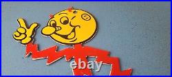 Vintage Reddy Kilowatt Porcelain Electric Company Gas Pump Plate Service Sign