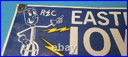 Vintage Reddy Kilowatt Porcelain Gas Electric Eastern Gas Service Station Sign