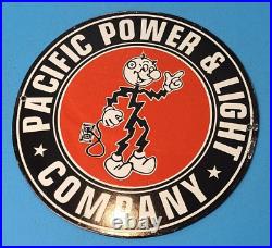 Vintage Reddy Kilowatt Porcelain Pacific Gas Electric Edison Service Pump Sign