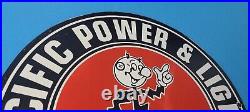 Vintage Reddy Kilowatt Porcelain Pacific Gas Electric Edison Service Pump Sign