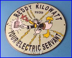 Vintage Reddy Kilowatt Porcelain Sign Edison Electric Gas Auto Shop Pump Sign