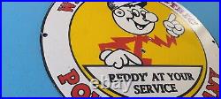 Vintage Reddy Kilowatt Porcelain Wisconsin Electric Edison Service Gas Pump Sign
