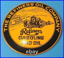 Vintage Refiners Gasoline Porcelain Gas Motor Oil Service Station Pump Sign