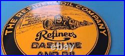 Vintage Refiners Gasoline Porcelain Gas Motor Oil Service Station Pump Sign