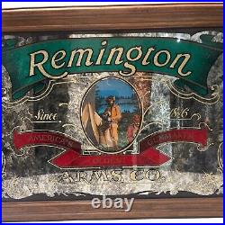 Vintage Remington Arms Co. 1816 Mirror Glass Advertising Sign 21x15 Man Cave