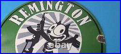Vintage Remington Firearms Sign Felix the Cat Dealer Gas Pump Porcelain Sign