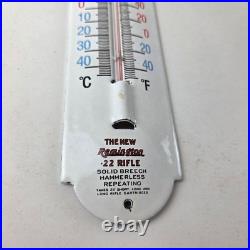 Vintage Remington Rifle Sign Hunting Ad Sign on Porcelain Thermometer