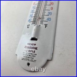 Vintage Remington Rifle Sign Hunting Ad Sign on Porcelain Thermometer