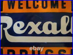 Vintage Rexall Drugs Porcelain Sign Drugs Welcome Walgreens Pharmacy Gas Oil