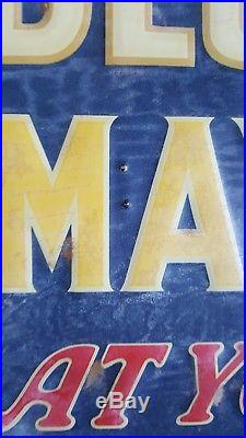 Vintage Richard Hellmann's Blue Ribbon Mayonaise Embossed Tin Sign RARE