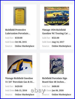 Vintage Richfield Hi-octane Gasoline Of Power 12porcelain Metal Eagle Oil Sign