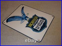 Vintage Richfield Hi-octane Gasoline Of Power 12porcelain Metal Eagle Oil Sign
