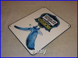 Vintage Richfield Hi-octane Gasoline Of Power 12porcelain Metal Eagle Oil Sign