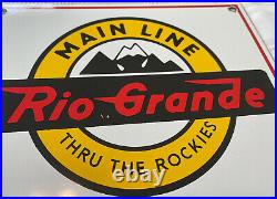 Vintage Rio Grande Mainline Porcelain Sign Railway Gas Station Oil Pump Plate
