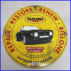 Vintage Rislone Motor Oil Authorized Dealer Service Station Porcelian Sign