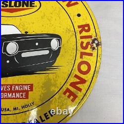 Vintage Rislone Motor Oil Authorized Dealer Service Station Porcelian Sign