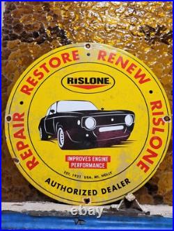 Vintage Rislone Porcelain Sign Auto Repair Old Garage Mechanics Service Oil Lube Vintage Rislone Porcelain Sign Auto Repair Old Garage Mechanics Service Oil Lube