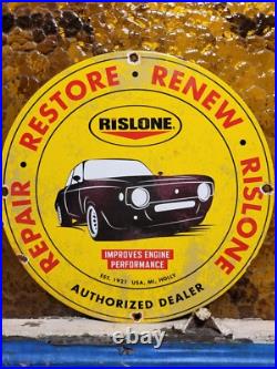 Vintage Rislone Porcelain Sign Auto Repair Old Garage Mechanics Service Oil Lube Vintage Rislone Porcelain Sign Auto Repair Old Garage Mechanics Service Oil Lube