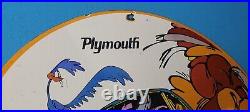 Vintage Road Runner Mopar Porcelain Gas Chrysler Plymouth Dealer Service Ad Sign