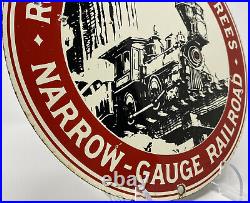Vintage Roaring Camp Big & Trees Railroad Porcelain Sign Gas Oil Narrow-gauge