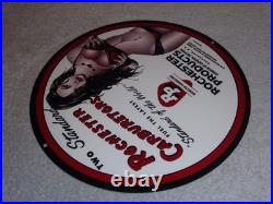 Vintage Rochester Carburetors General Motors Woman 12 Metal Gasoline & Oil Sign