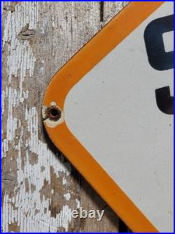 Vintage Rocky Mountain Motorists Porcelain Sign Old Colorado Highway Cow Cattle