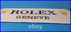 Vintage Rolex Luxury Watches Porcelain Sign Geneve General Store Gas Pump Sign