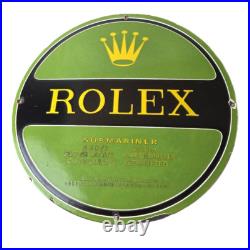 Vintage Rolex Luxury Watches Porcelain Sign Submariner Store Gas Pump Sign