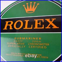 Vintage Rolex Luxury Watches Porcelain Sign Submariner Store Gas Pump Sign