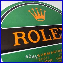 Vintage Rolex Luxury Watches Porcelain Sign Submariner Store Gas Pump Sign