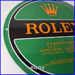 Vintage Rolex Luxury Watches Porcelain Sign Submariner Store Gas Pump Sign