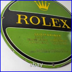 Vintage Rolex Luxury Watches Porcelain Sign Submariner Store Gas Pump Sign