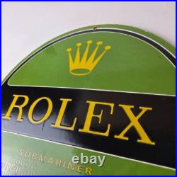 Vintage Rolex Luxury Watches Porcelain Sign Submariner Store Gas Pump Sign