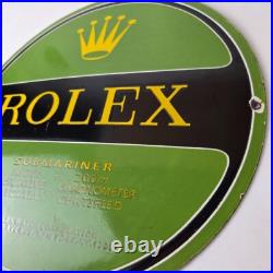 Vintage Rolex Luxury Watches Porcelain Sign Submariner Store Gas Pump Sign