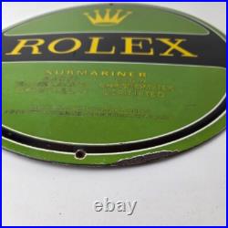 Vintage Rolex Luxury Watches Porcelain Sign Submariner Store Gas Pump Sign