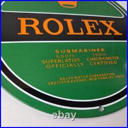Vintage Rolex Luxury Watches Porcelain Sign Submariner Store Gas Pump Sign