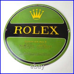 Vintage Rolex Luxury Watches Porcelain Sign Submariner Store Gas Pump Sign
