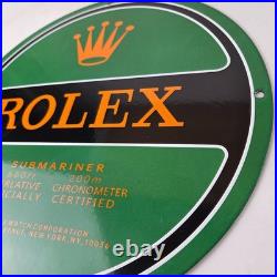 Vintage Rolex Luxury Watches Porcelain Sign Submariner Store Gas Pump Sign