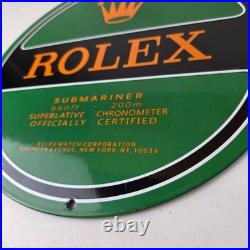Vintage Rolex Luxury Watches Porcelain Sign Submariner Store Gas Pump Sign