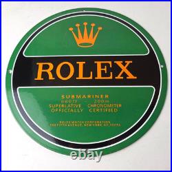 Vintage Rolex Luxury Watches Porcelain Sign Submariner Store Gas Pump Sign